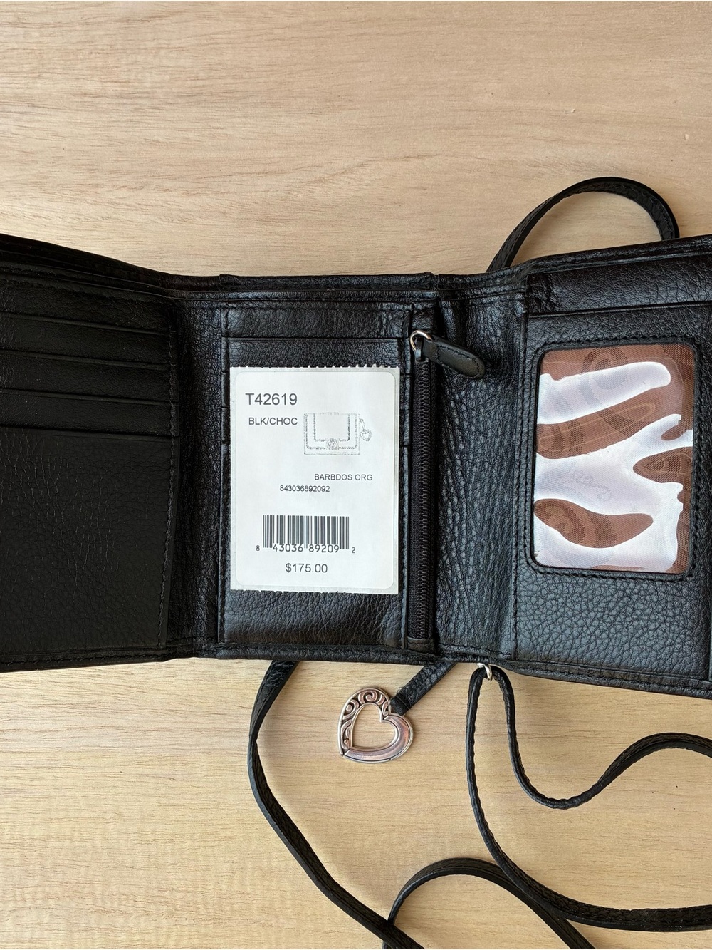 Brighton Barbados Autumn Petie Organizer Crossbody Black & Brown Stitch - Picture 5 of 6